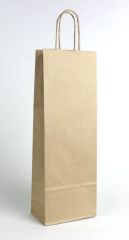 Papírová taška na lahev - hnědá / 14 x 8 x 39 cm