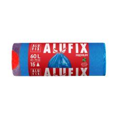 Alufix  Pytle do koše Alufix Premium stahovací - 71x64cm / 60l / 26my / 15ks / modrá