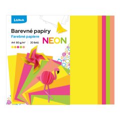 Barevné papíry A4 - nelepicí 20 listů / neonový mix