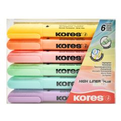 Zvýrazňovač Kores High Liner PLUS Pastel / sada 6 ks