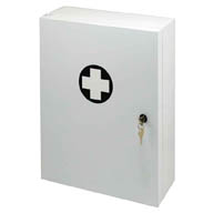 Lékárnička kovová nástěnná - bílá / 45 x 35 x 15 cm / prázdná