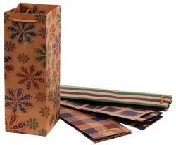 Papírová taška na lahev - Craft Ornament mix / 11,5 x 35,5 x 8,5 cm