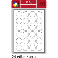 SK Label  Print etikety A4 pro laserový a inkoustový tisk - kulaté průměr 40 mm (24 etiket / arch)