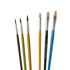 4K Trade  Štětce školní - sada 3 ks ploché + 3 ks kulaté