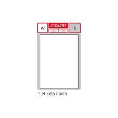 Print etikety A4 pro laserový a inkoustový tisk - 210 x 297 (1 etiketa / arch ) / transparentní polyester. folie