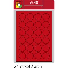 SK Label  Print etikety A4 pro laserový tisk - fluorescentní - kulaté prům.40 mm ( 24 etiket / arch) fluorescentní červená