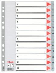 Rozdružovač A4 plastový Esselte - šedý / 1 - 12