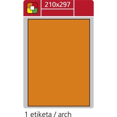 SK Label  Print etikety A4 pro laserový tisk - fluorescentní - 210 x 297 mm (1 etiketa / arch) fluorescentní oranžová