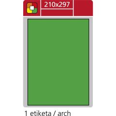 SK Label  Print etikety A4 pro laserový tisk - fluorescentní - 210 x 297 mm (1 etiketa / arch) fluorescentní zelená