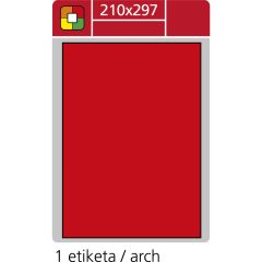 SK Label  Print etikety A4 pro laserový tisk - fluorescentní - 210 x 297 mm (1 etiketa / arch) fluorescentní červená