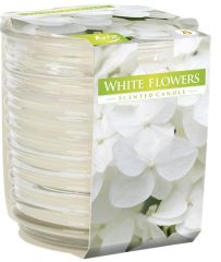 Vonná svíčka / vroubkované sklo -  Bílé květy