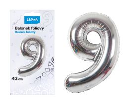 Balónek nafukovací č. 9 - stříbrný / 43cm