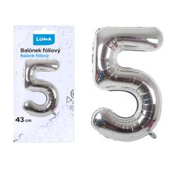 Balónek nafukovací č. 5 - stříbrný / 43cm