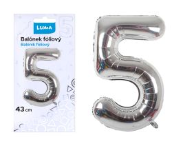 Balónek nafukovací č. 5 - stříbrný / 43cm