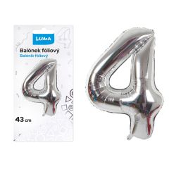 Balónek nafukovací č. 4 - stříbrný / 43cm