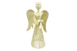 anděl 30cm zlatý metal s s andělskou trubkou 8882345