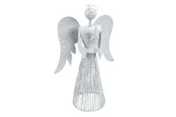 anděl 40cm stříbrný metal s hvězdou 8882346